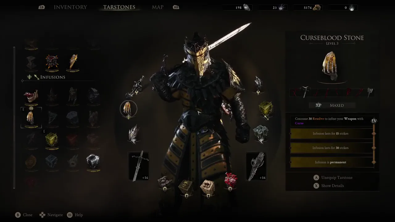 The Curseblood Stone infusion screen on The Iconoclast