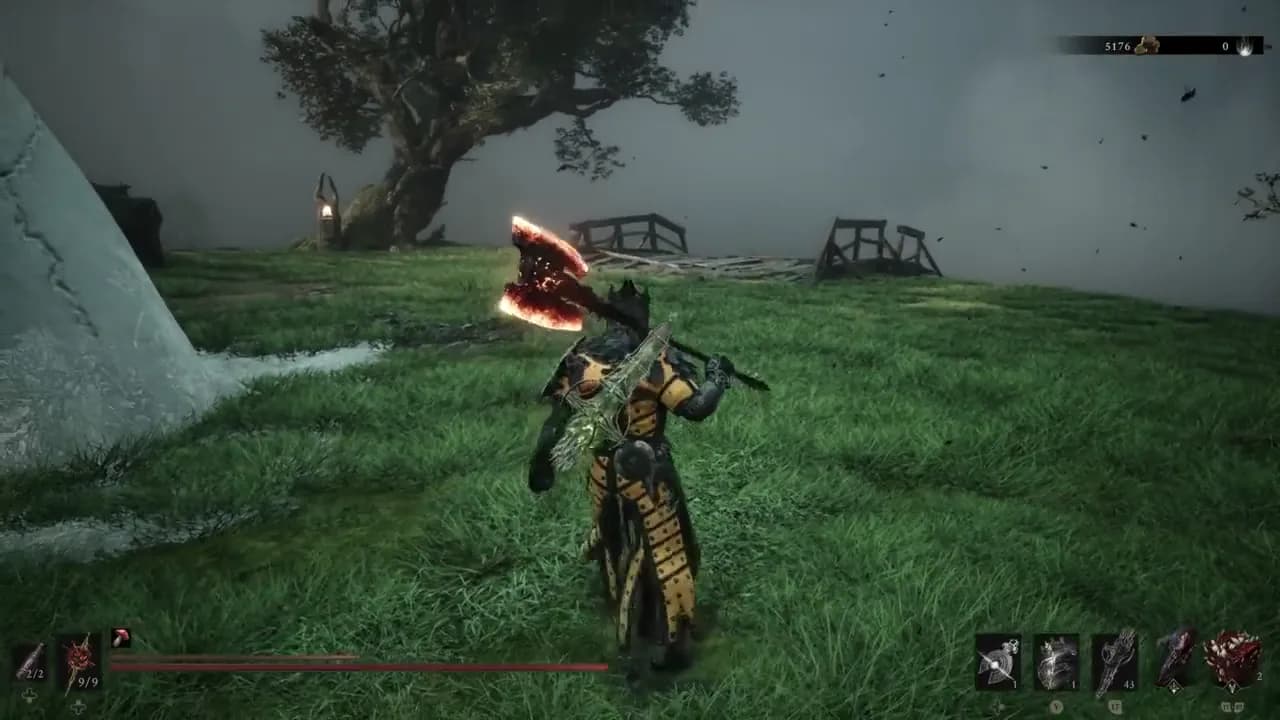 The Veteran's Battle Axe with its Burn infusion glowing