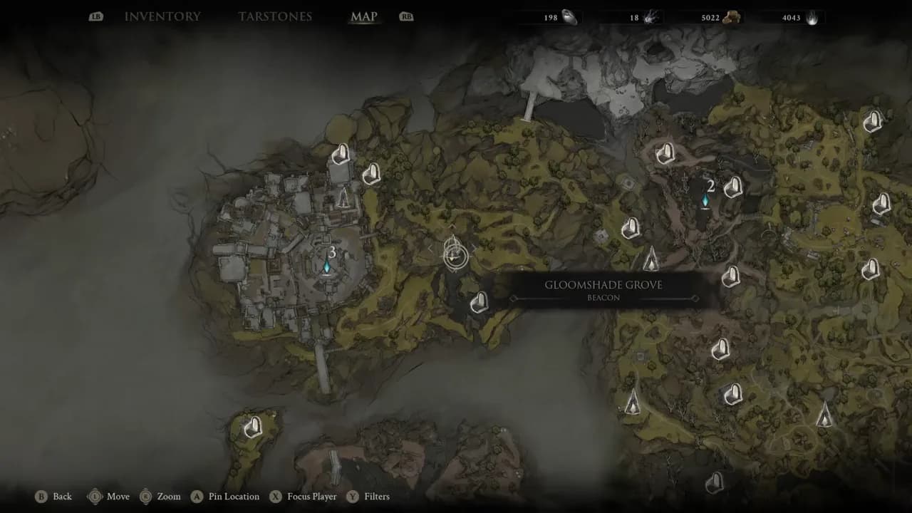 The Gloomshade Grove beacon overlooking the route to the citadel