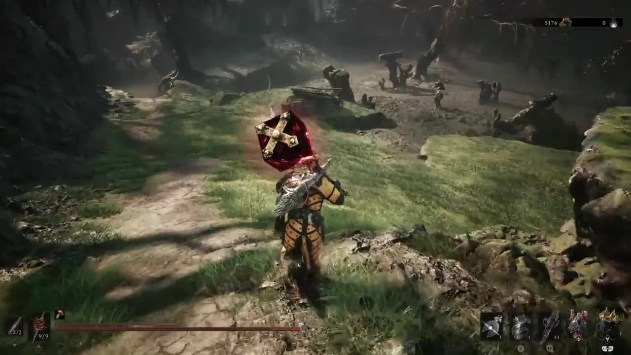 The hammer raised for an overhead strike